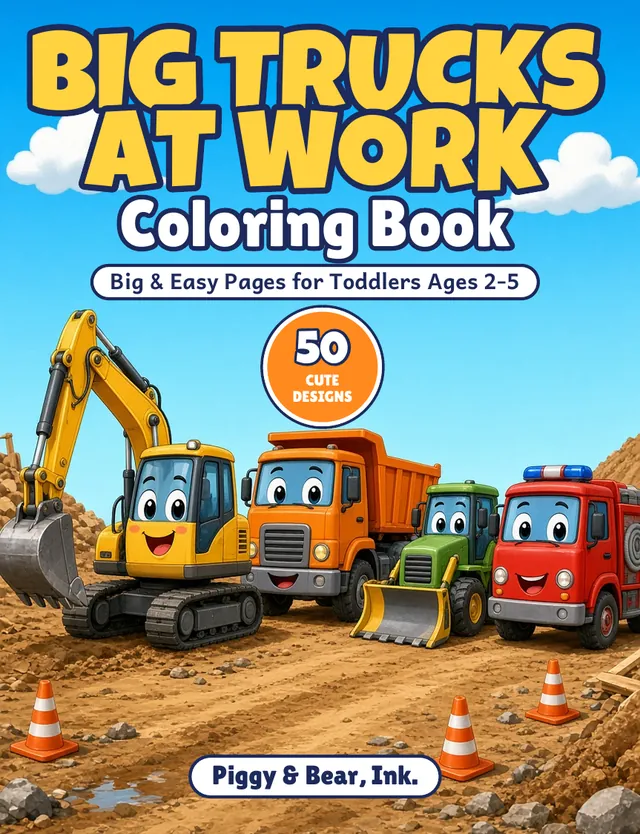 Big Trucks at Work Coloring Book cover